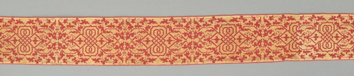 Red Yellow Traditional Patterned Textile Strip
