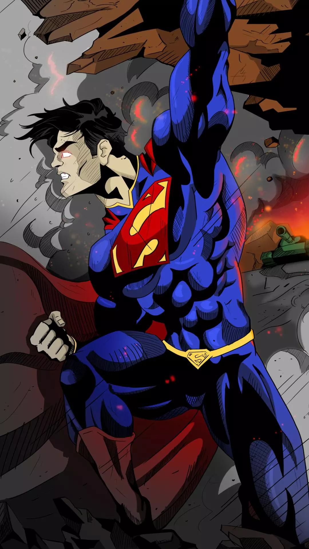 Superman Lifting Heavy Debris