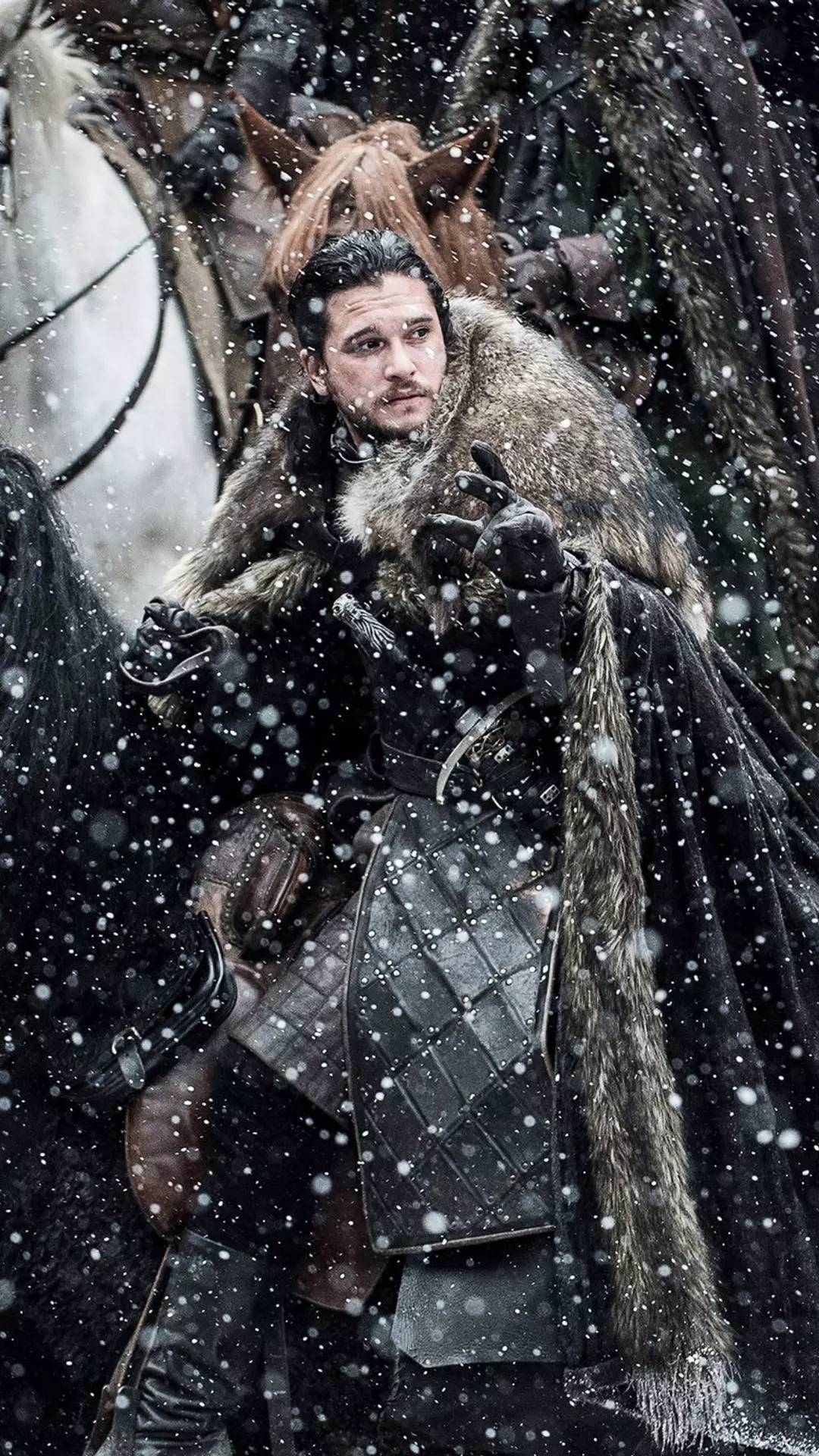Jon Snow Riding Horse in Snow