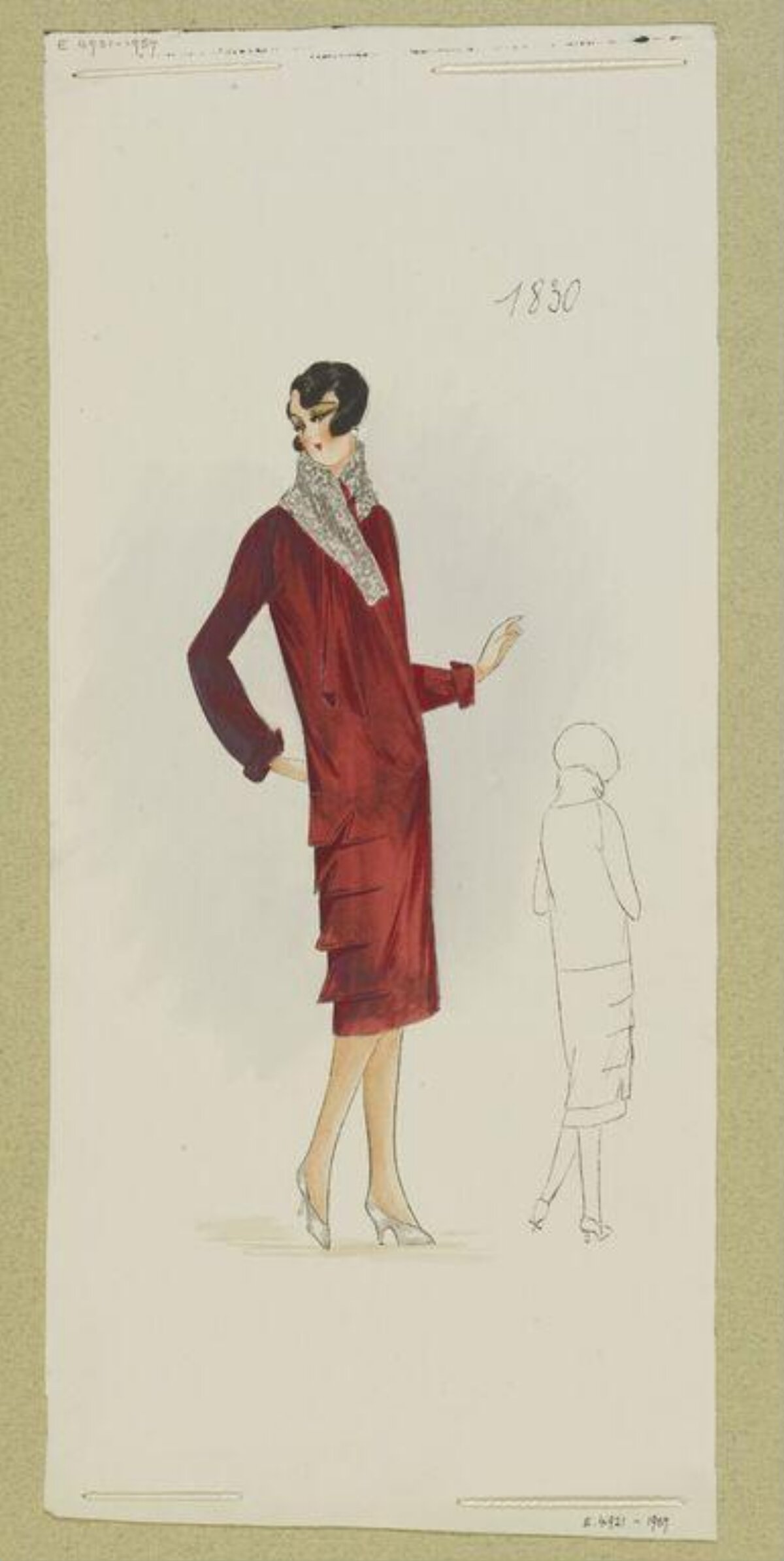 1920s Red Dress Fashion Sketch
