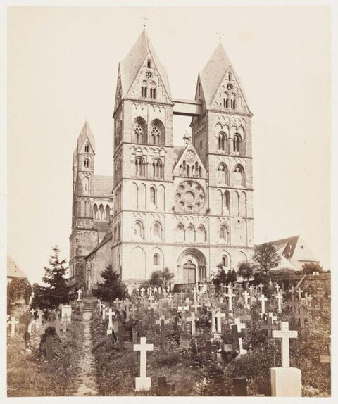 Vintage Cathedral and Cemetery View