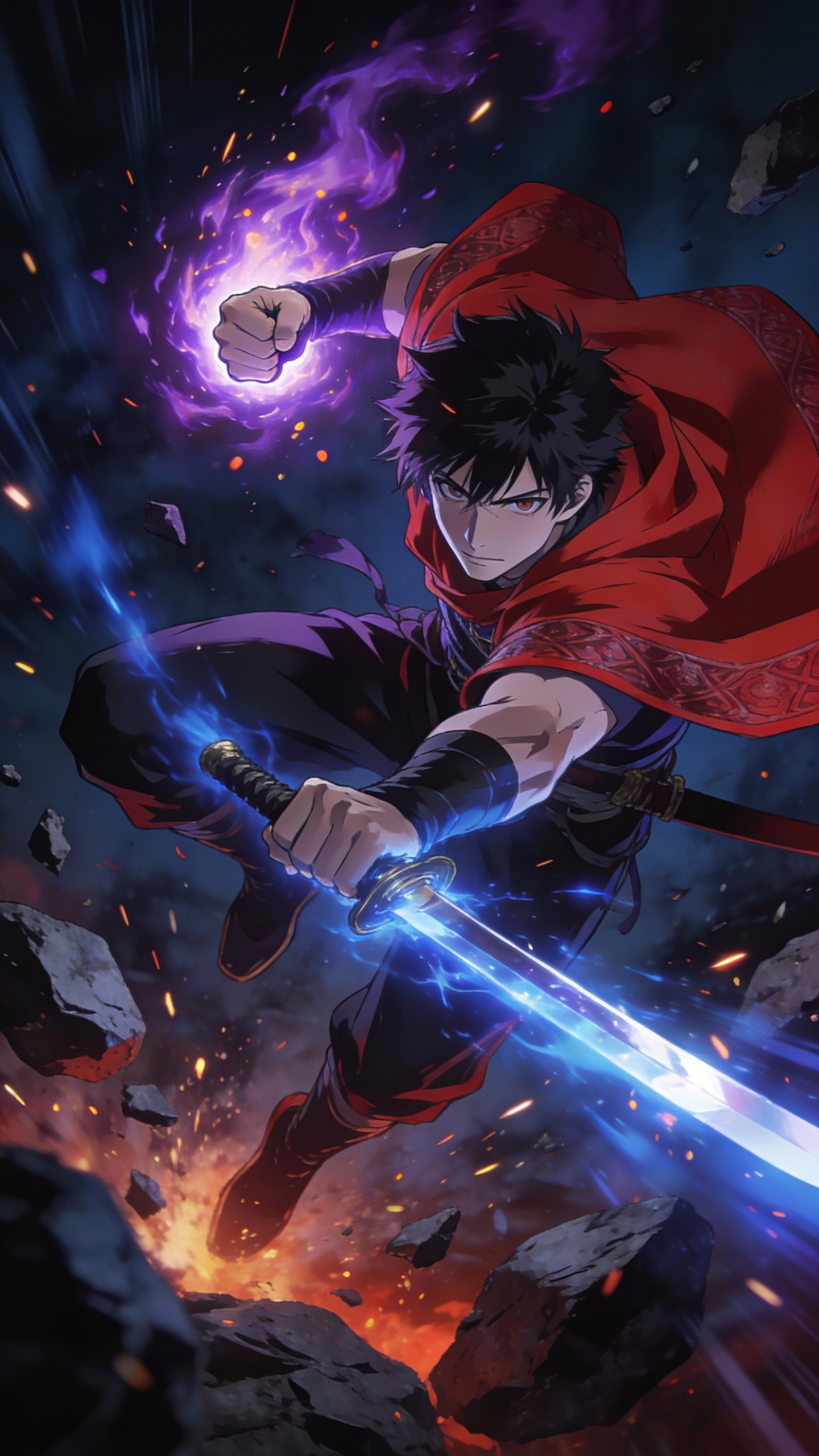 Anime Magical Warrior Mid-Battle