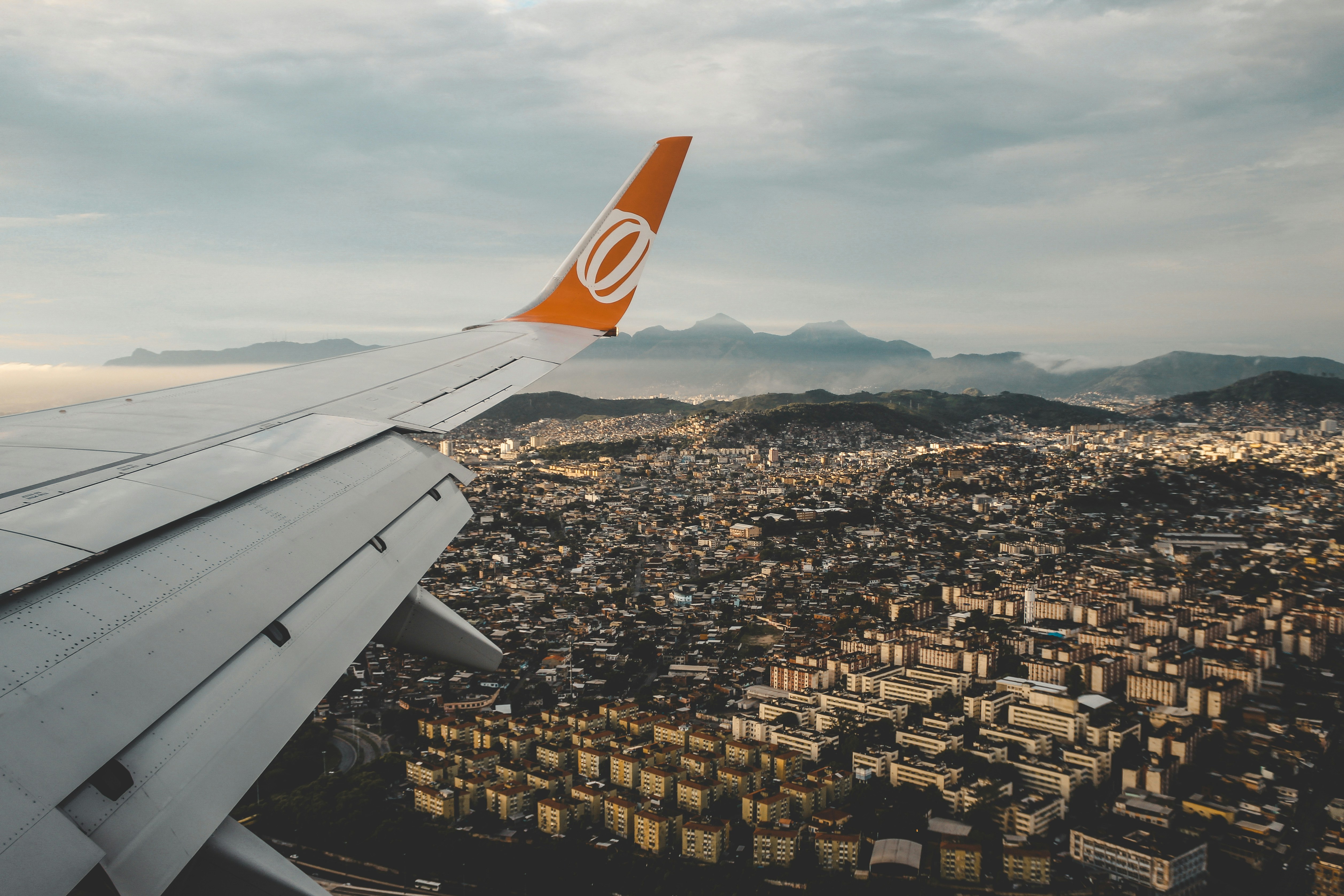 Aerial City View From Airplane