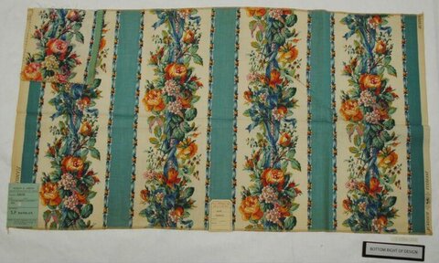 Vintage Floral Striped Fabric Sample