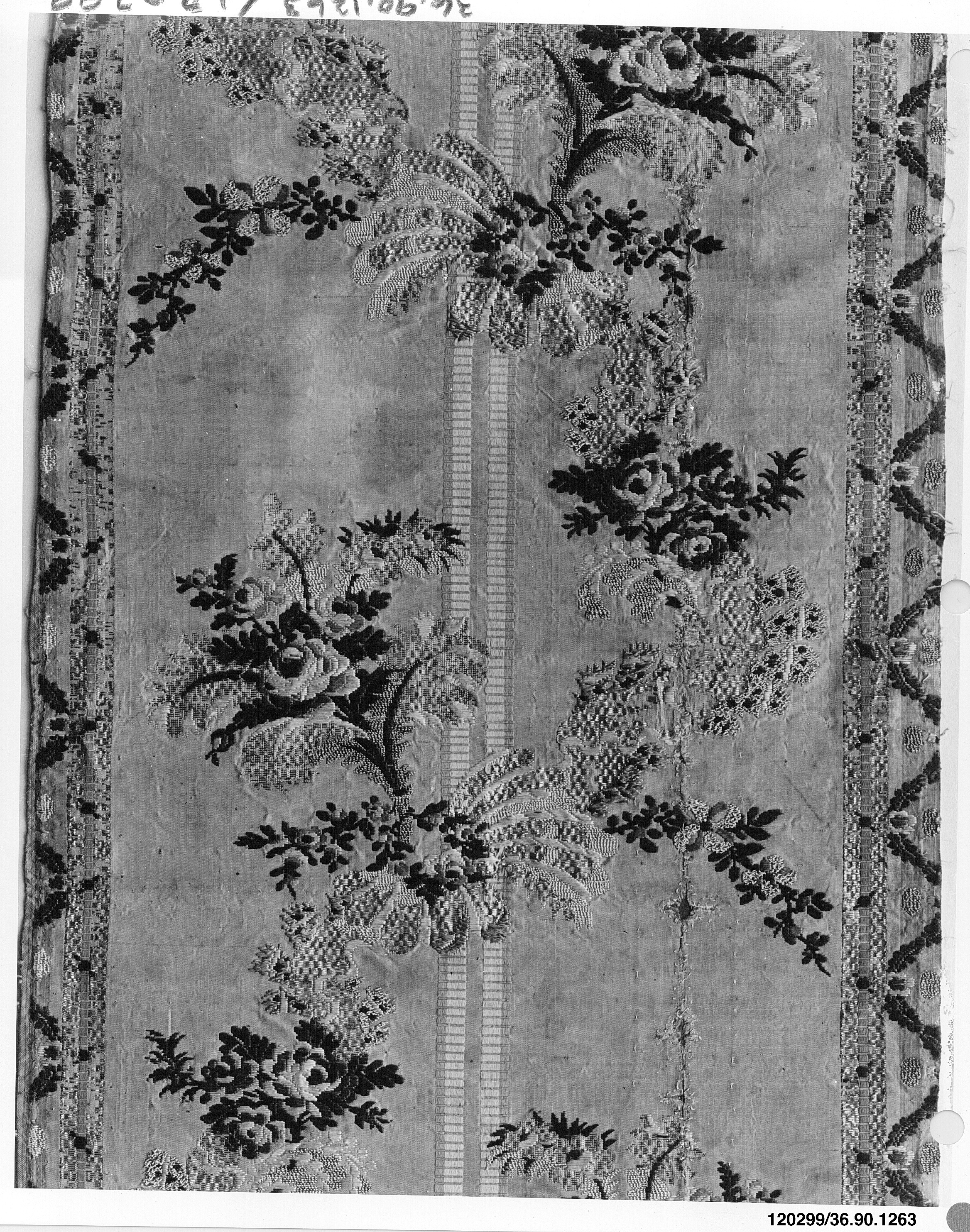 Antique Floral Pattern Textile Fragment