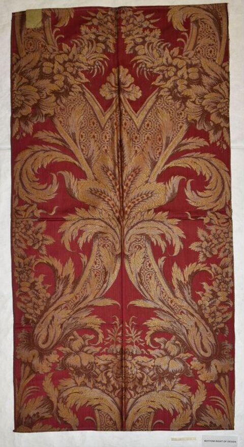 Red and Gold Damask Woven Textile