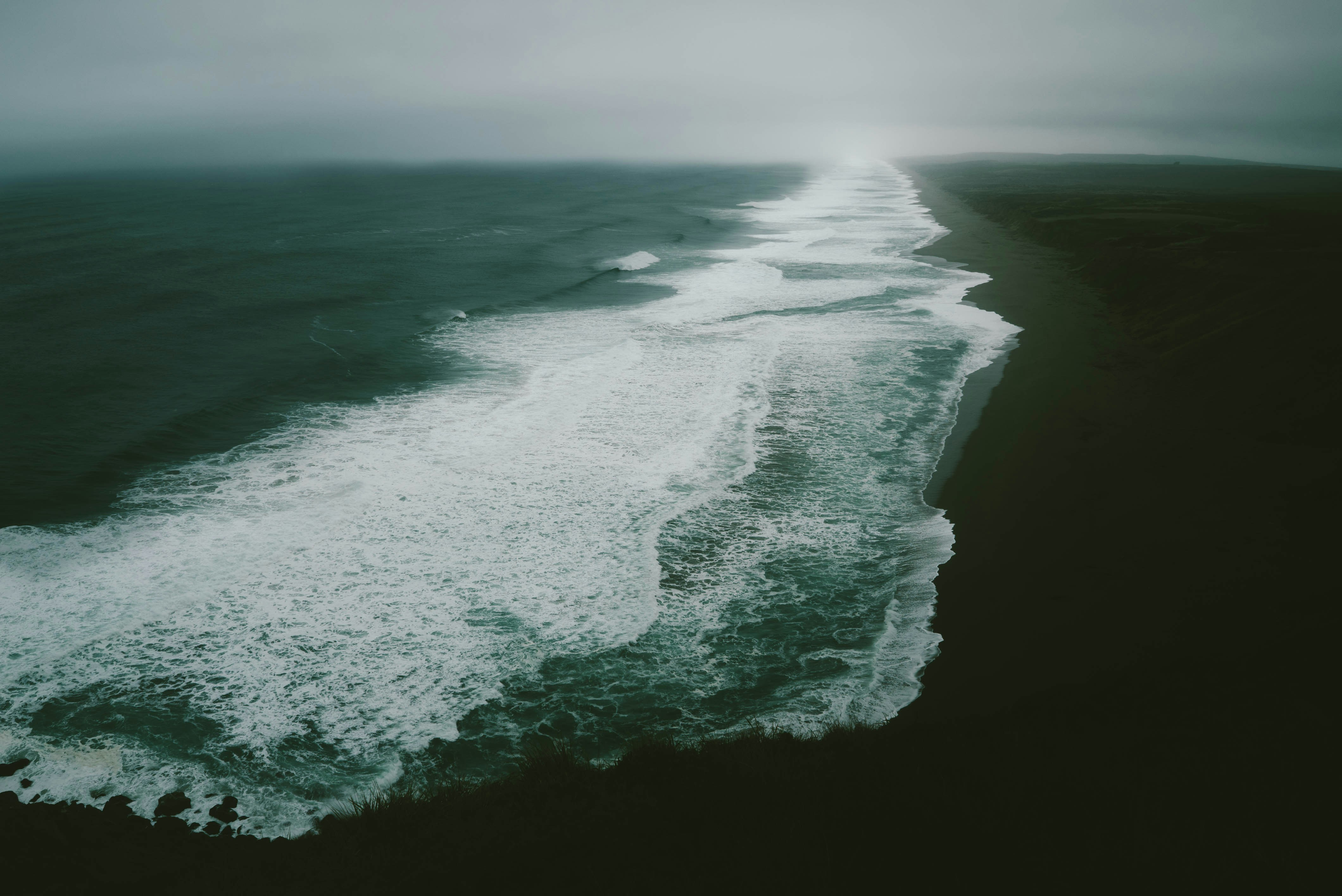 Overcast Misty Coastal Seascape