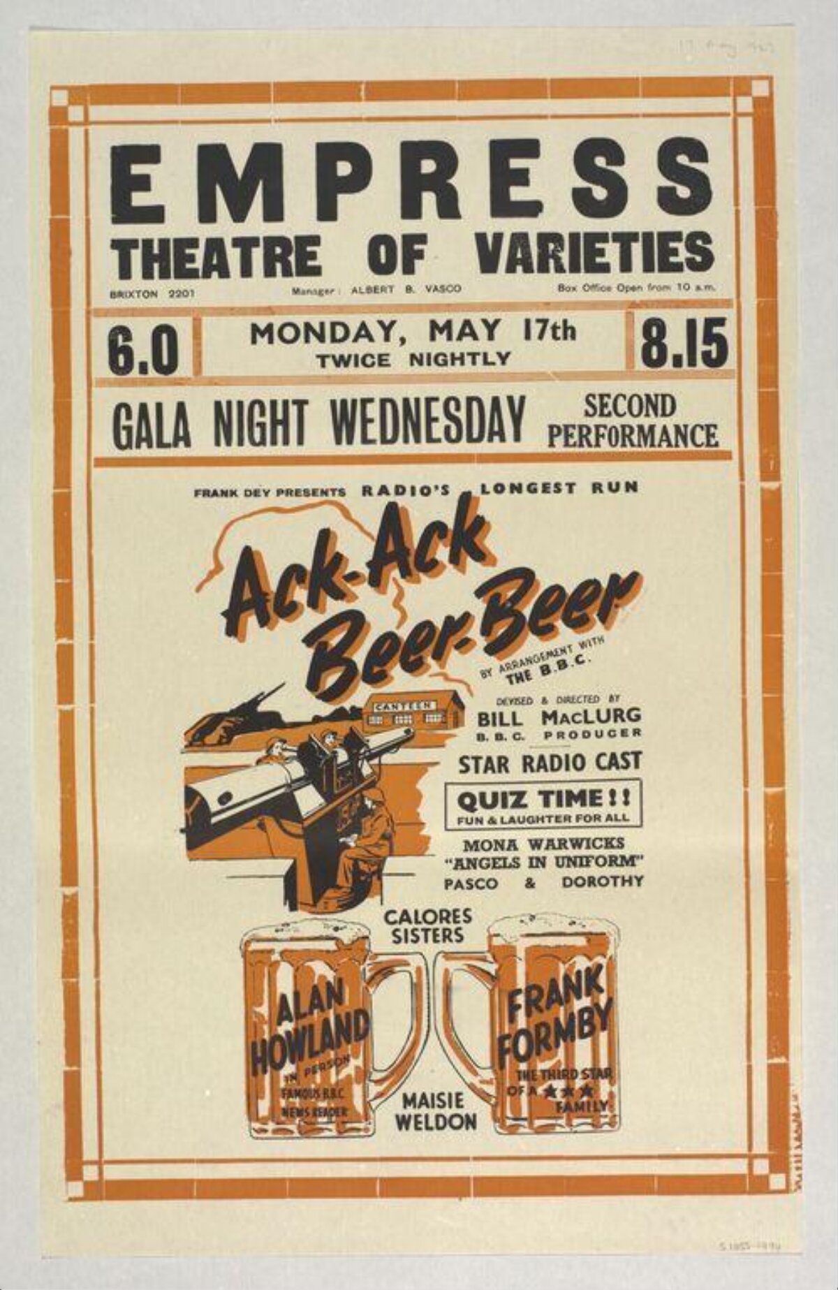 Vintage Ack-Ack Beer-Beer Theatre Poster