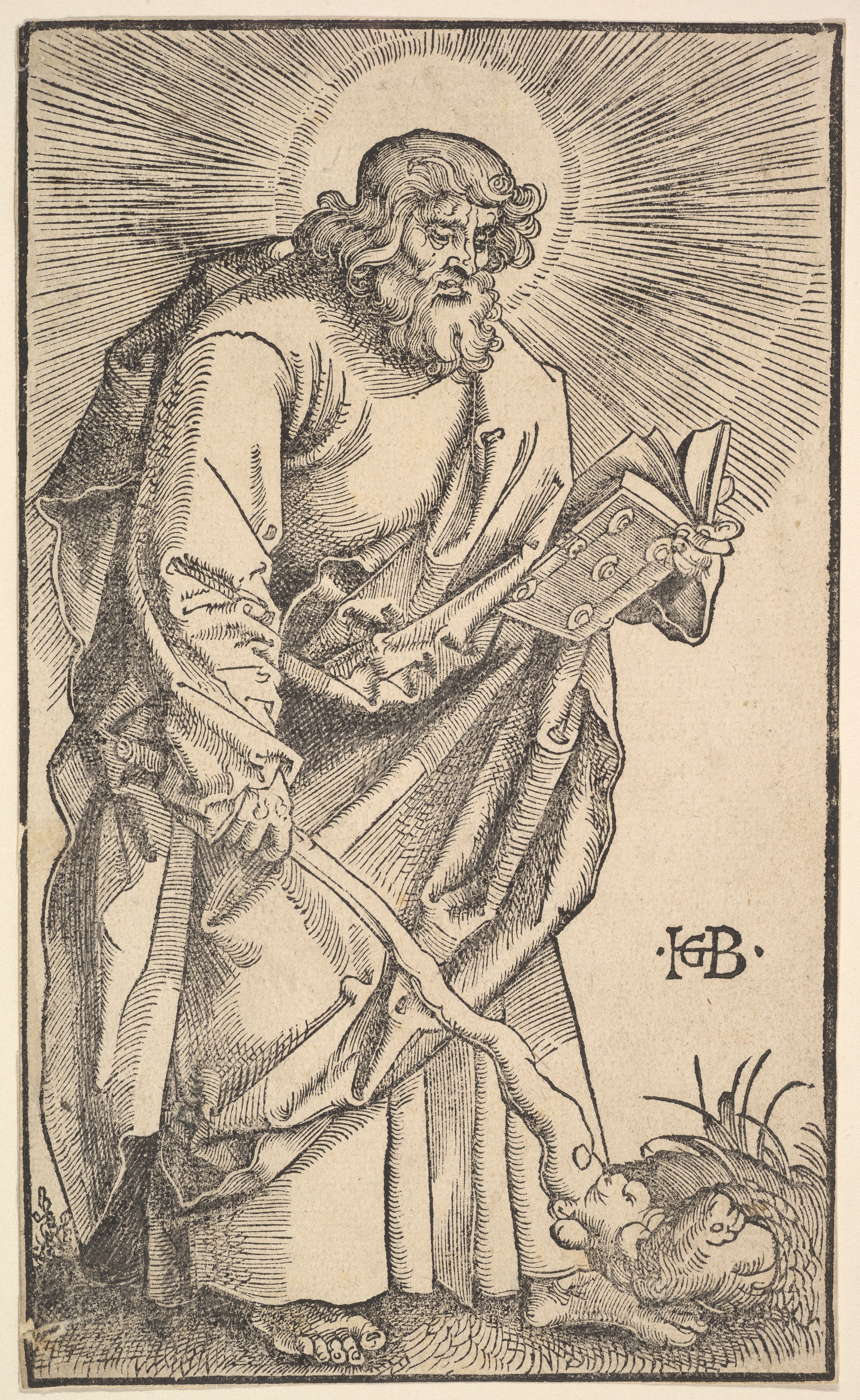 Saint Mark with Lion Woodcut