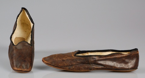 Antique Pair of Brown Leather Slippers
