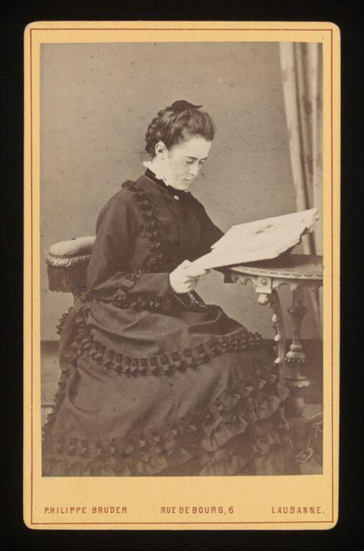 Victorian Woman Reading Studio Portrait