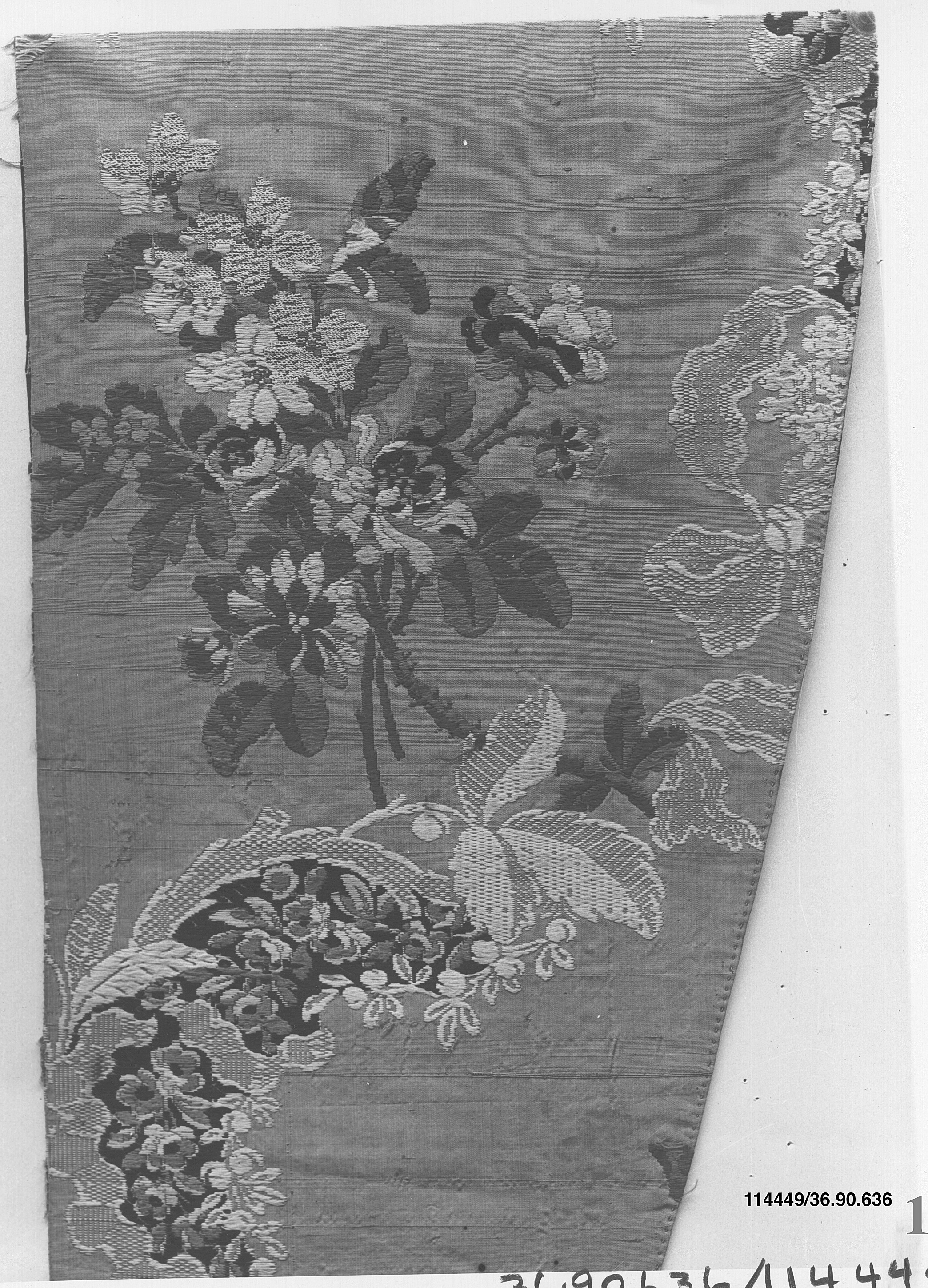Antique Floral Woven Textile Fragment
