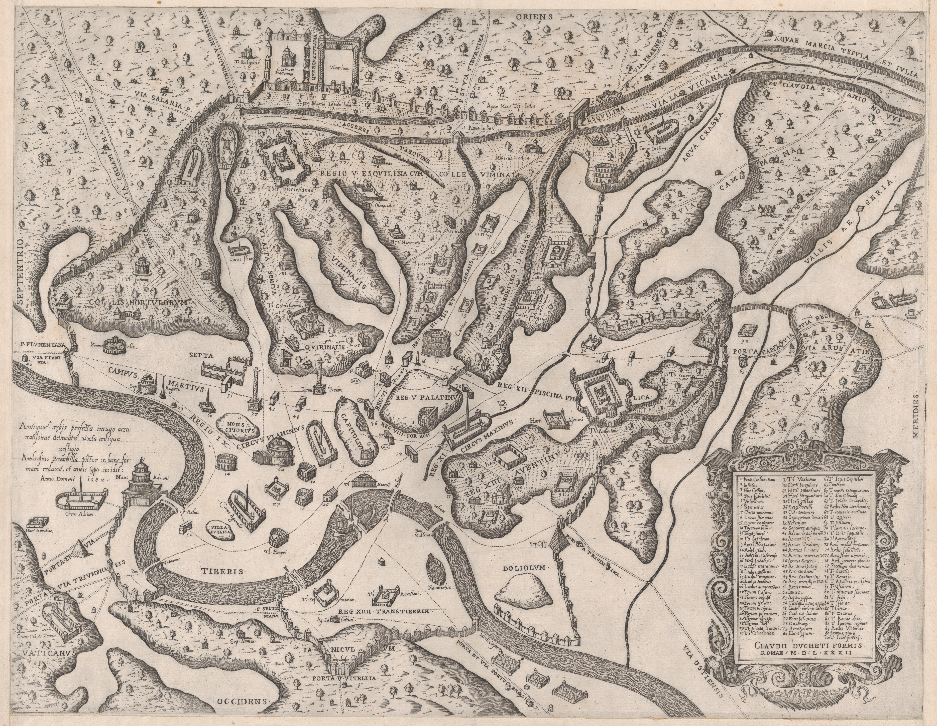 16th Century Engraved Map of Ancient Rome