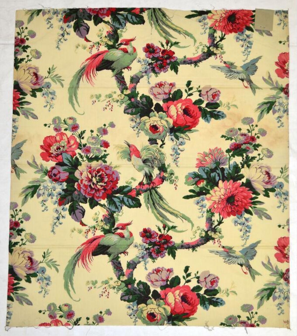 Vintage Bird and Flower Printed Fabric