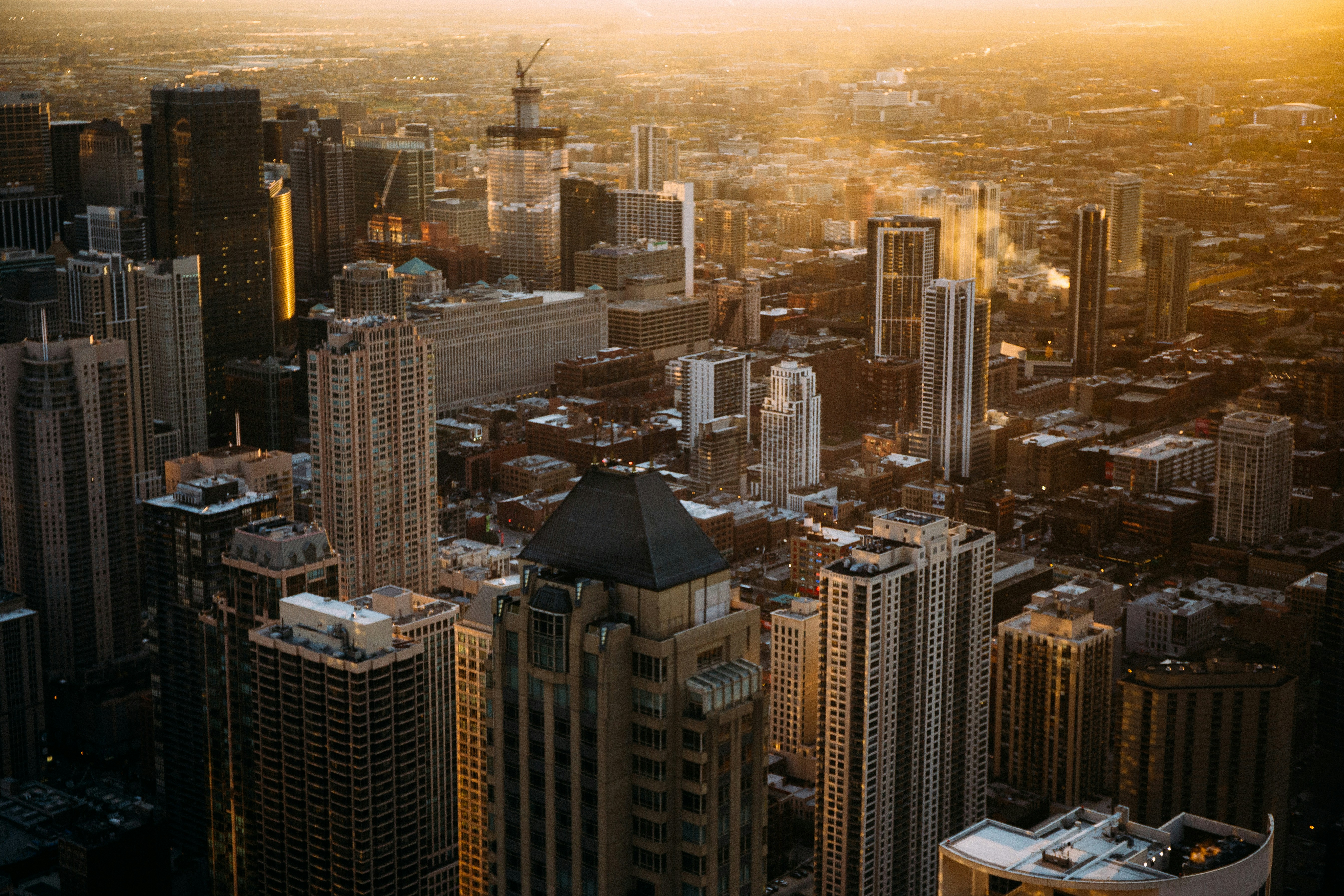 Golden Sunset City Skyline