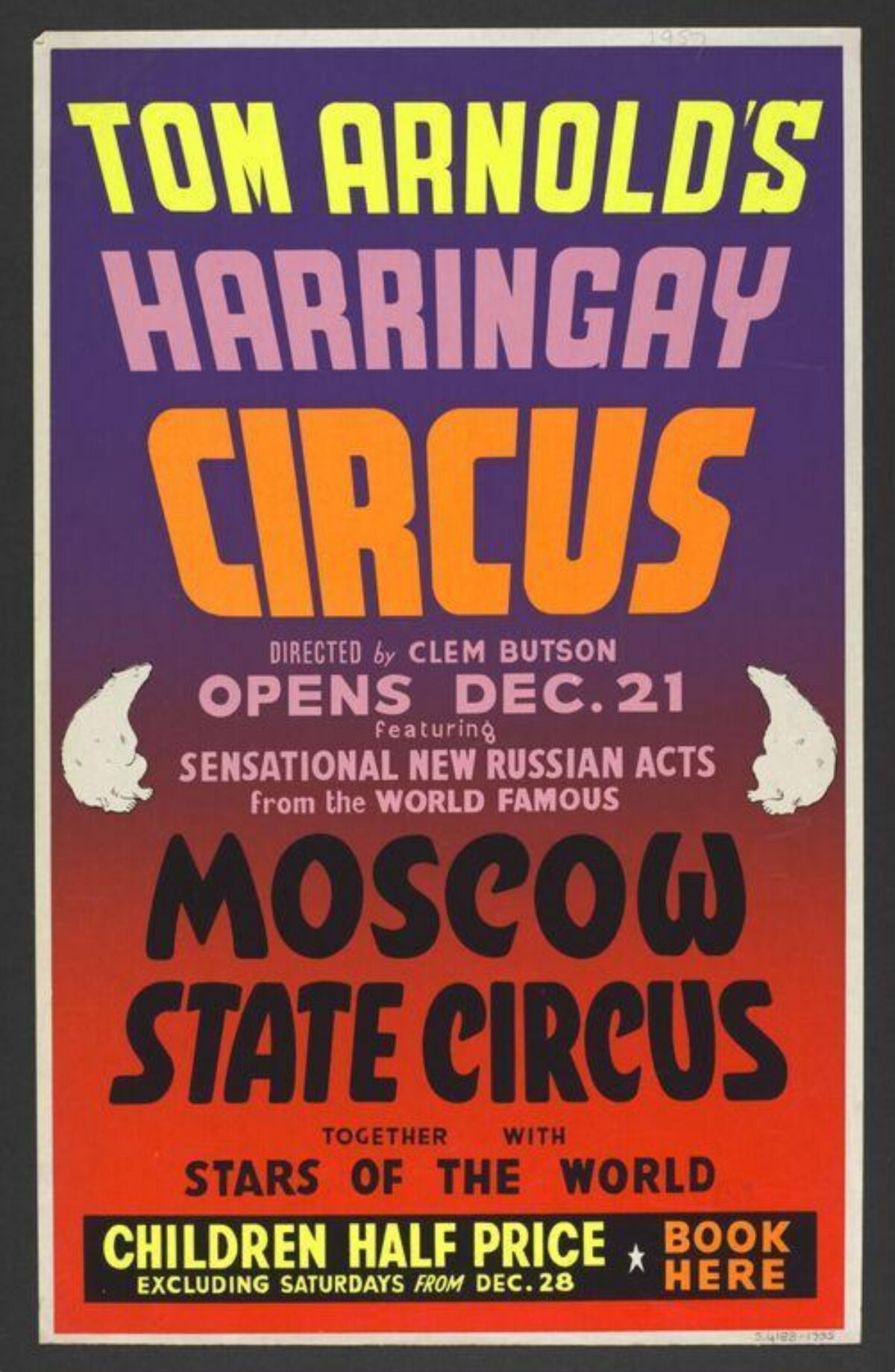 Tom Arnold's Harringay Circus Poster