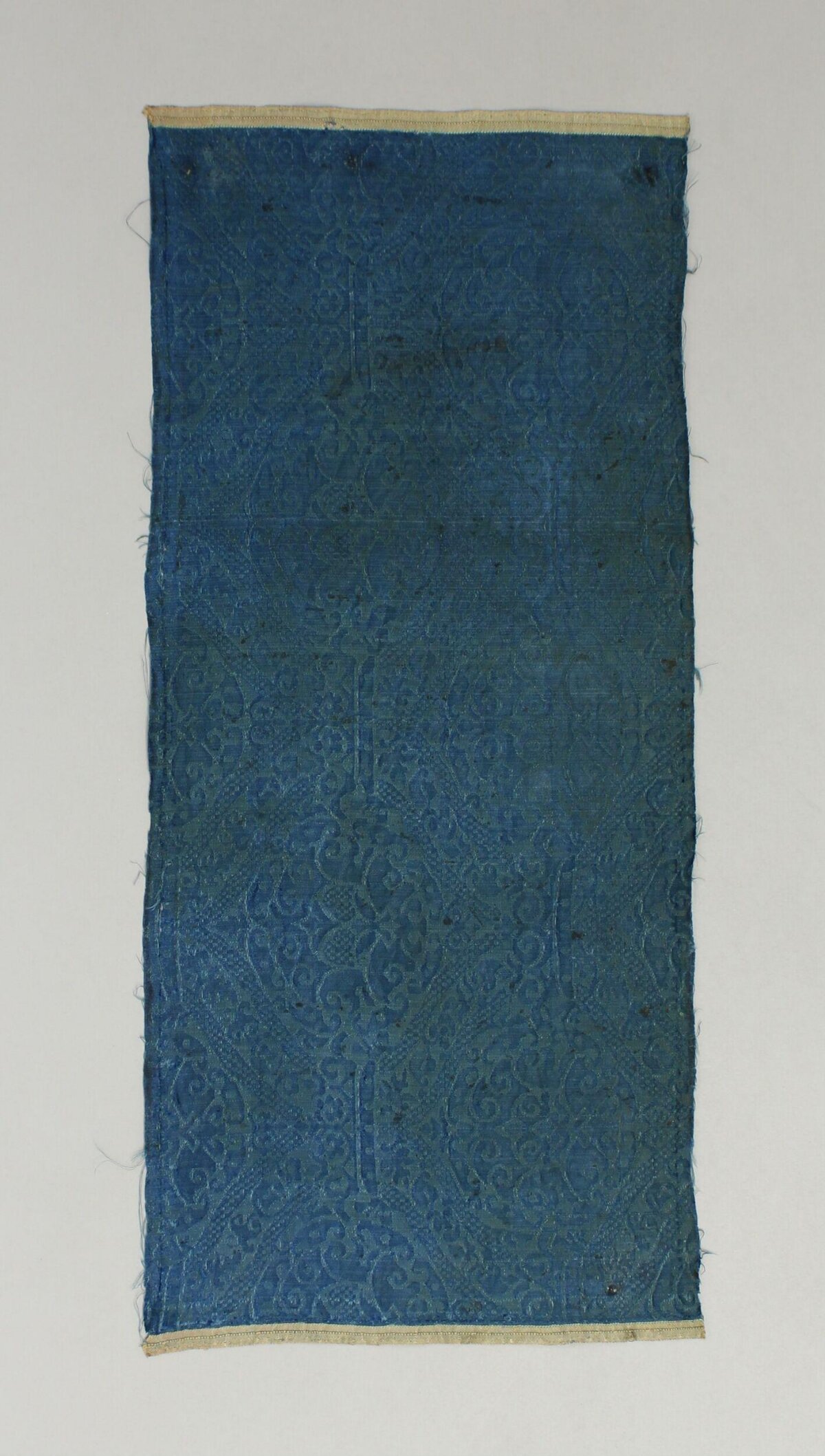 Blue Patterned Antique Silk Fragment