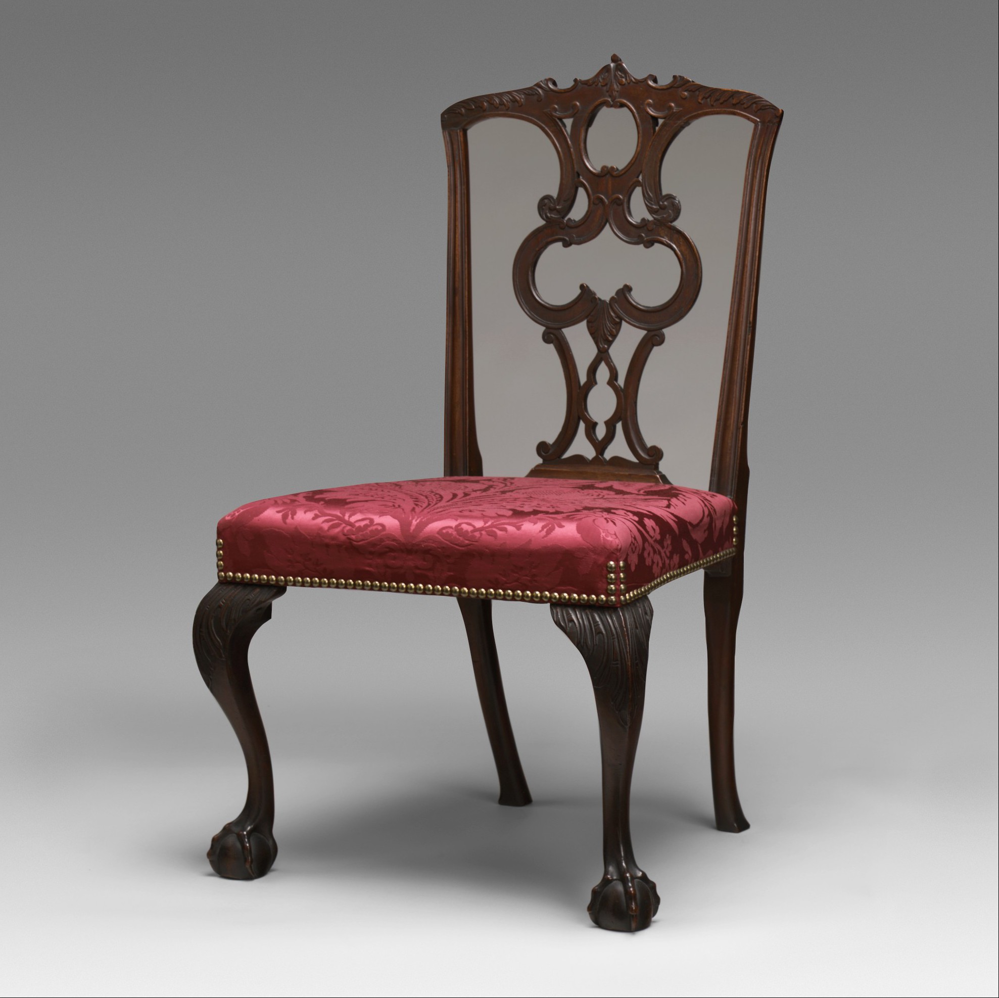 Carved Antique Upholstered Side Chair