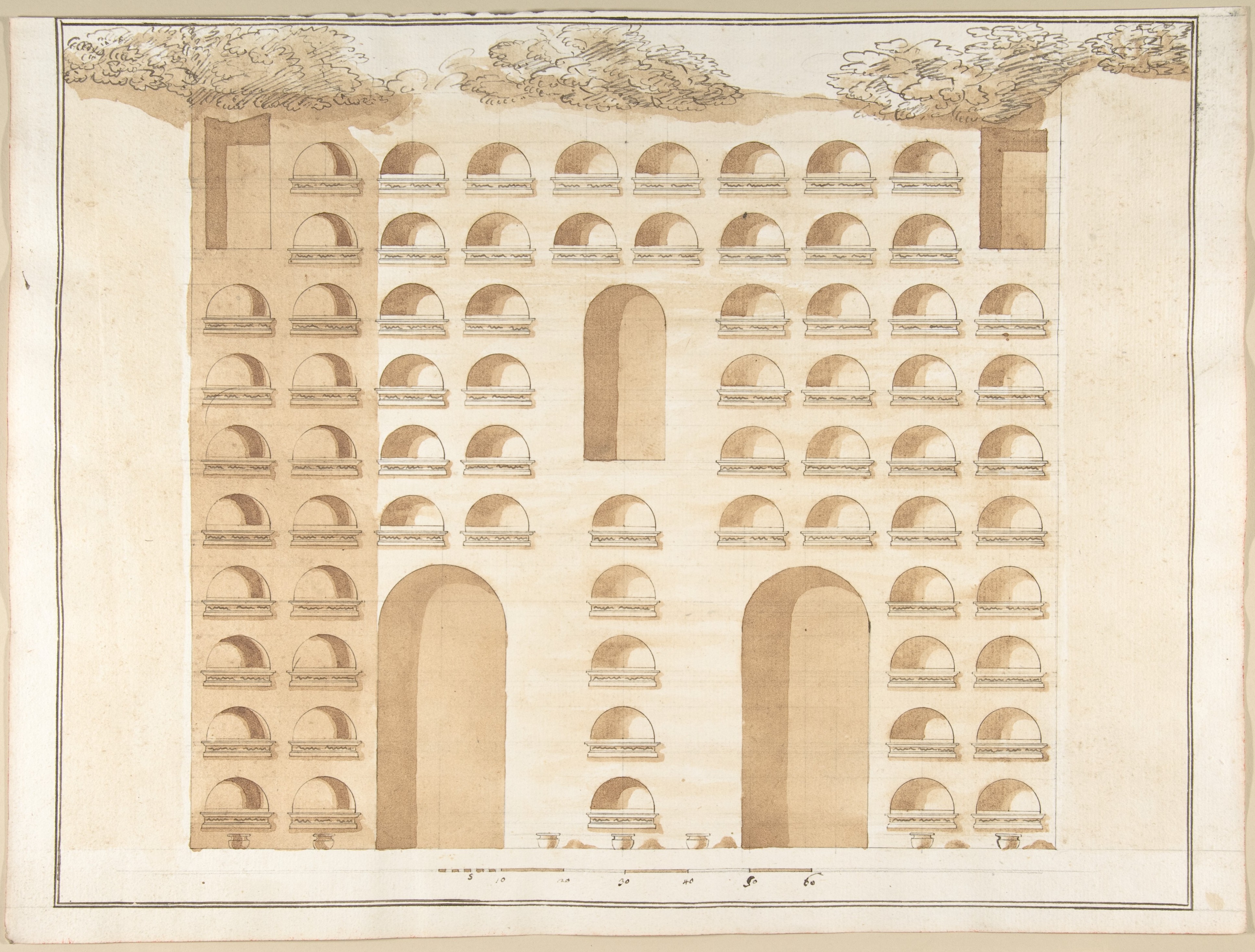 Architectural Drawing of a Niched Wall