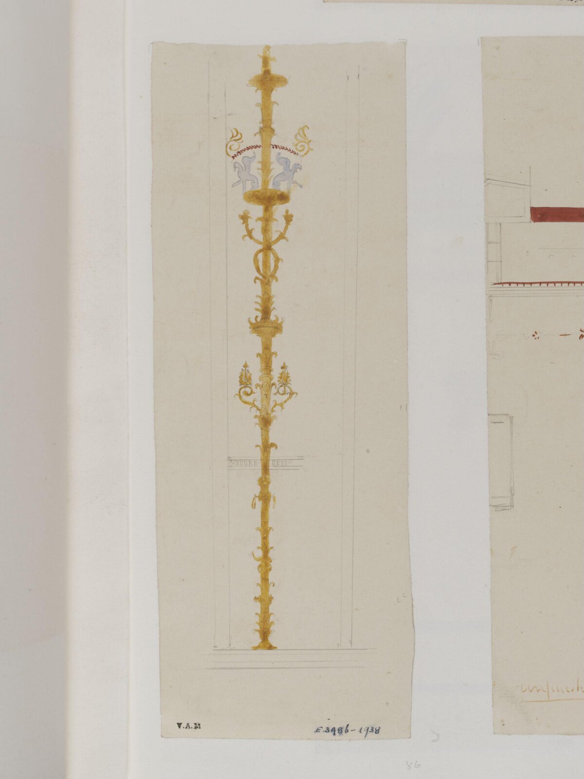 Design Sketch of Ornate Golden Ceremonial Staff