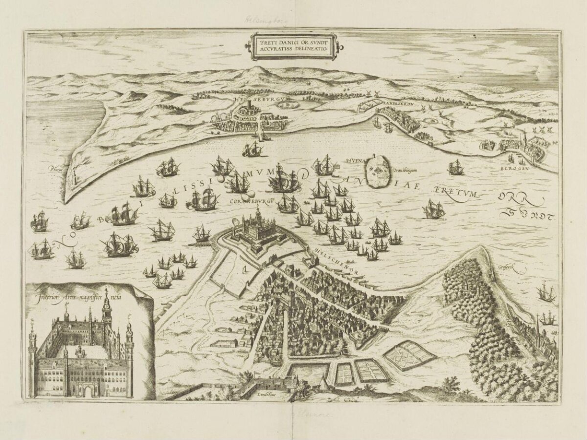 Antique Engraving of Danish Sound — Maps