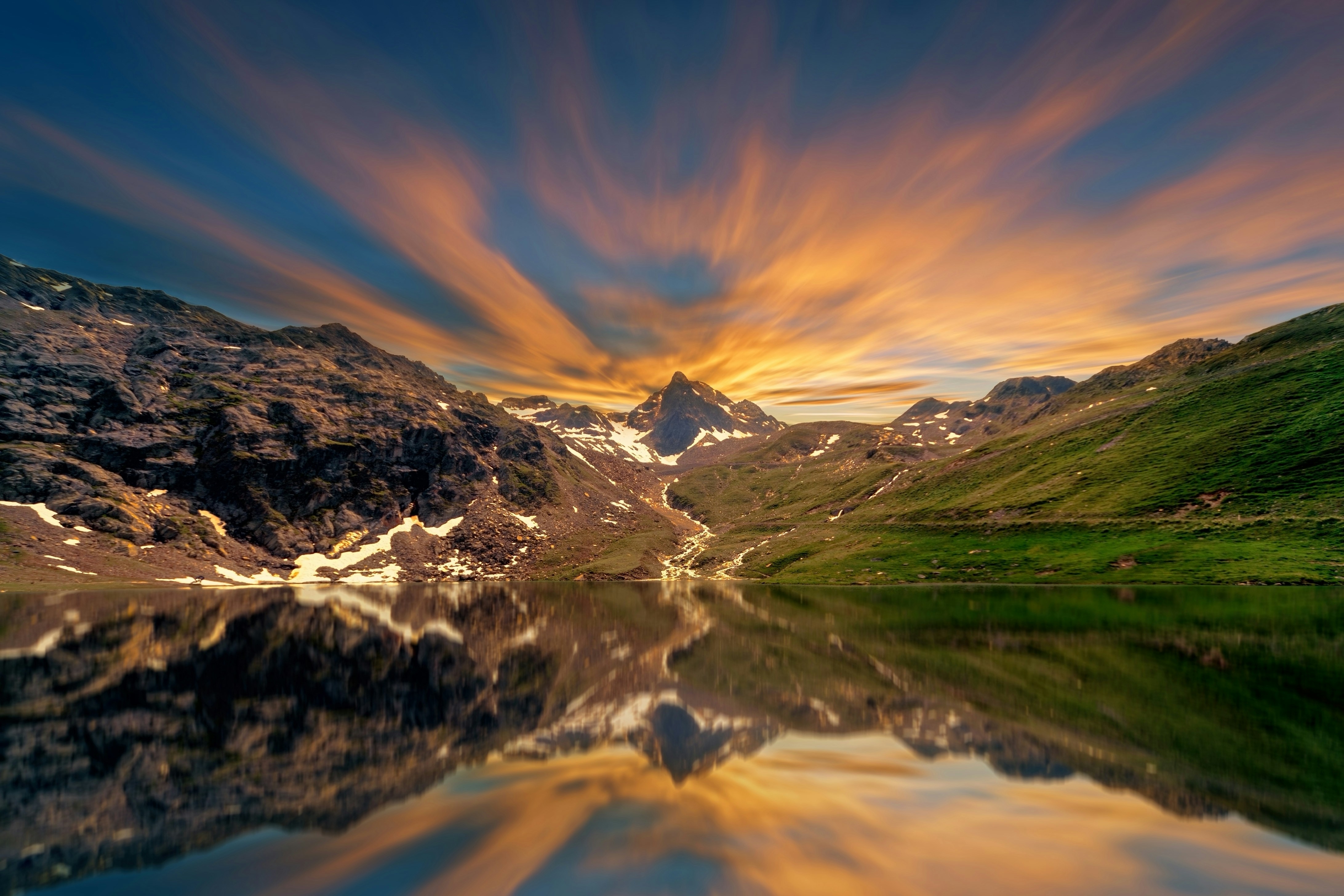 Mountain Lake Sunset Reflection
