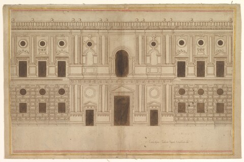 Classical Palace Facade Architectural Drawing