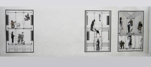 Three Architectural Cutout Collage Sketches