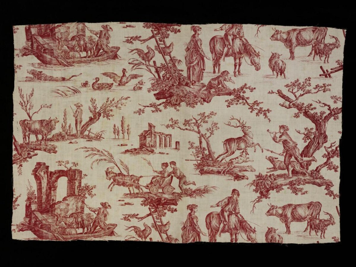 Red Pastoral Pattern Printed Fabric