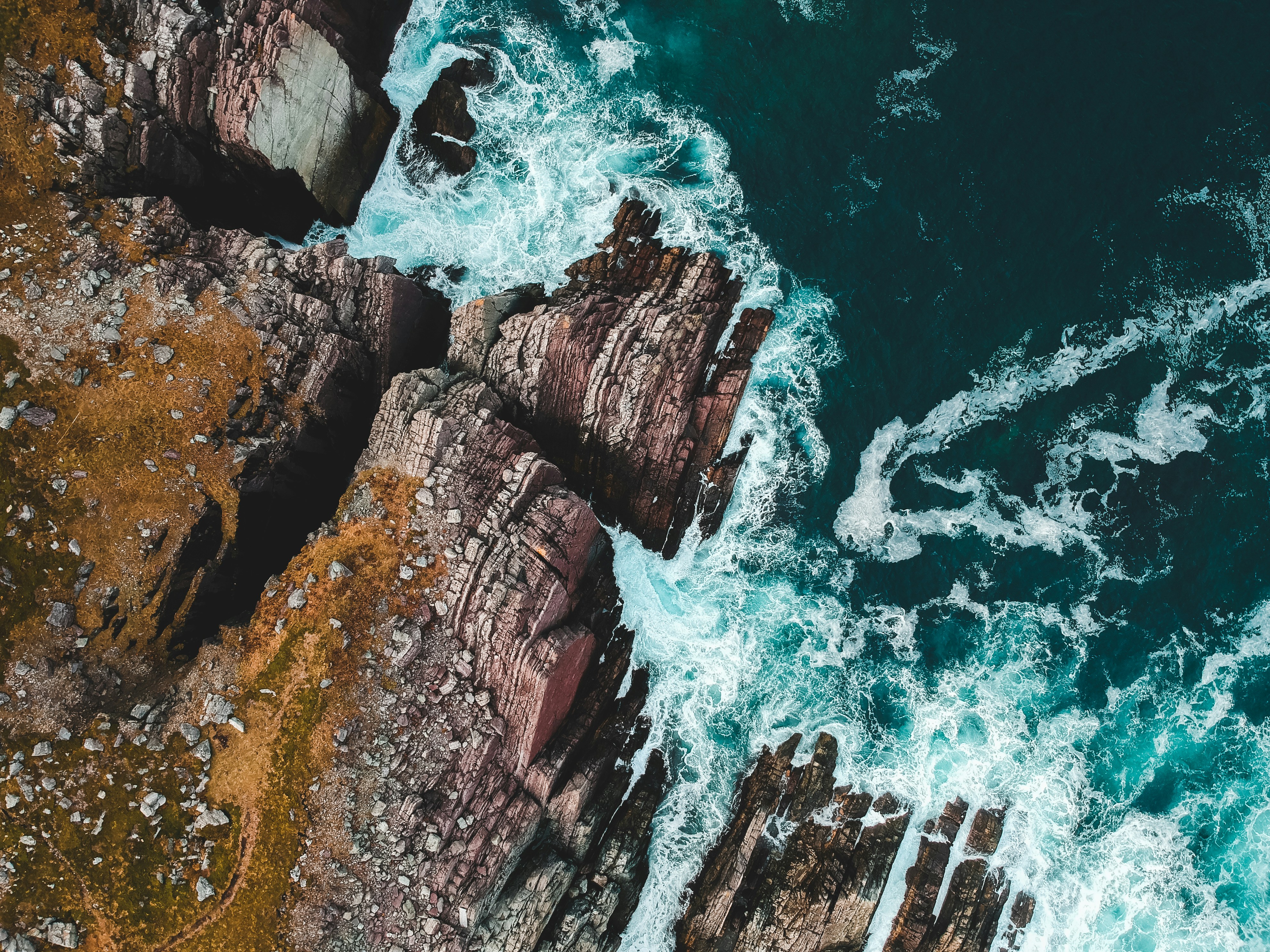 Aerial View of Coastal Rocky Cliffs