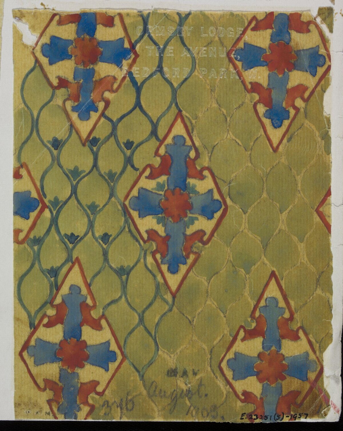 1908 Geometric Decorative Pattern Sketch