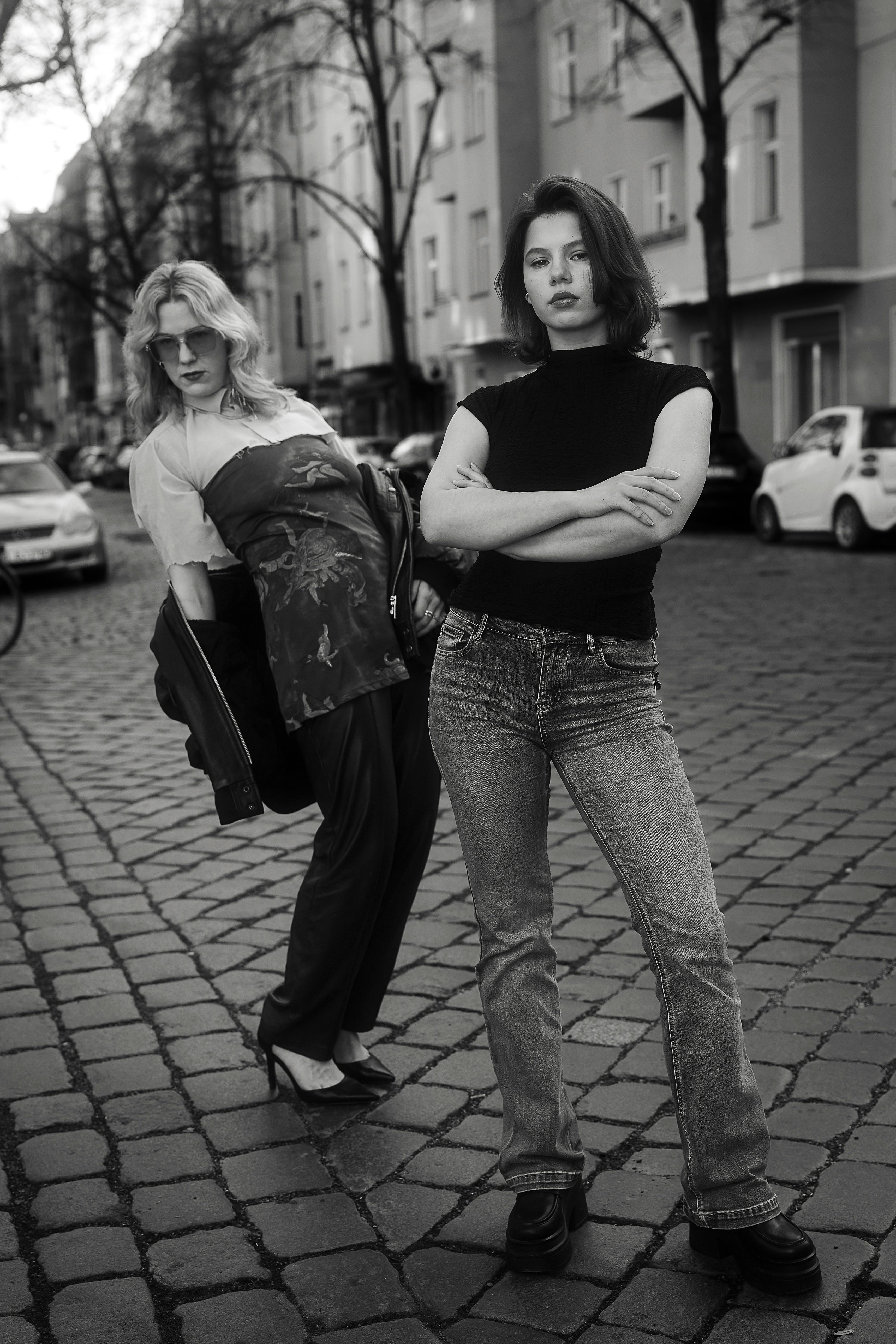 Two Fashionable Women on City Street