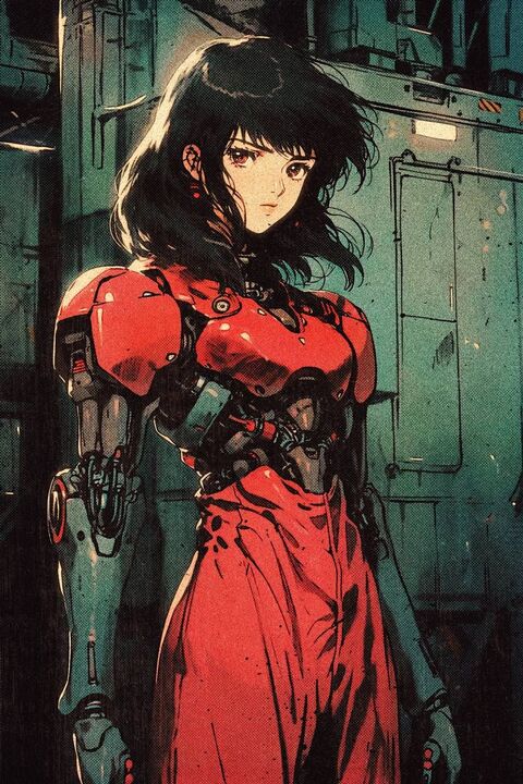 Retro Anime Cyborg Girl
