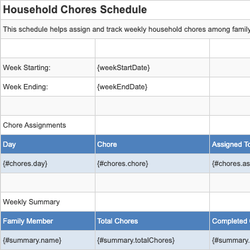 Household Chores Schedule