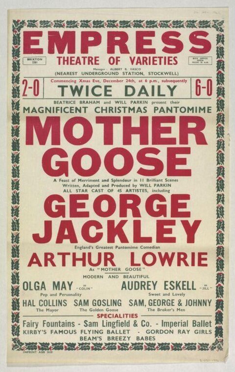 Vintage Mother Goose Pantomime Theatre Poster