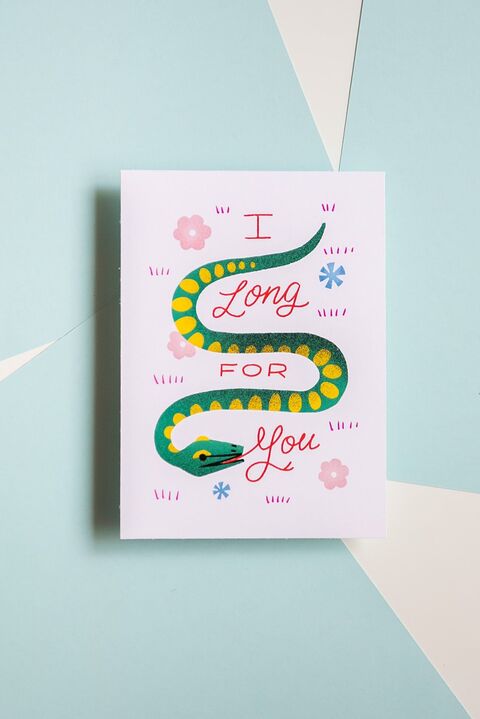 I Long For You Snake Pun Greeting Card