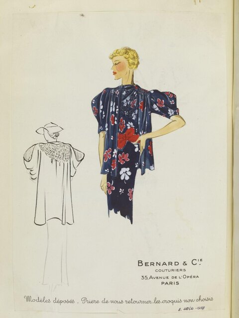Vintage Paris Couture Fashion Sketch