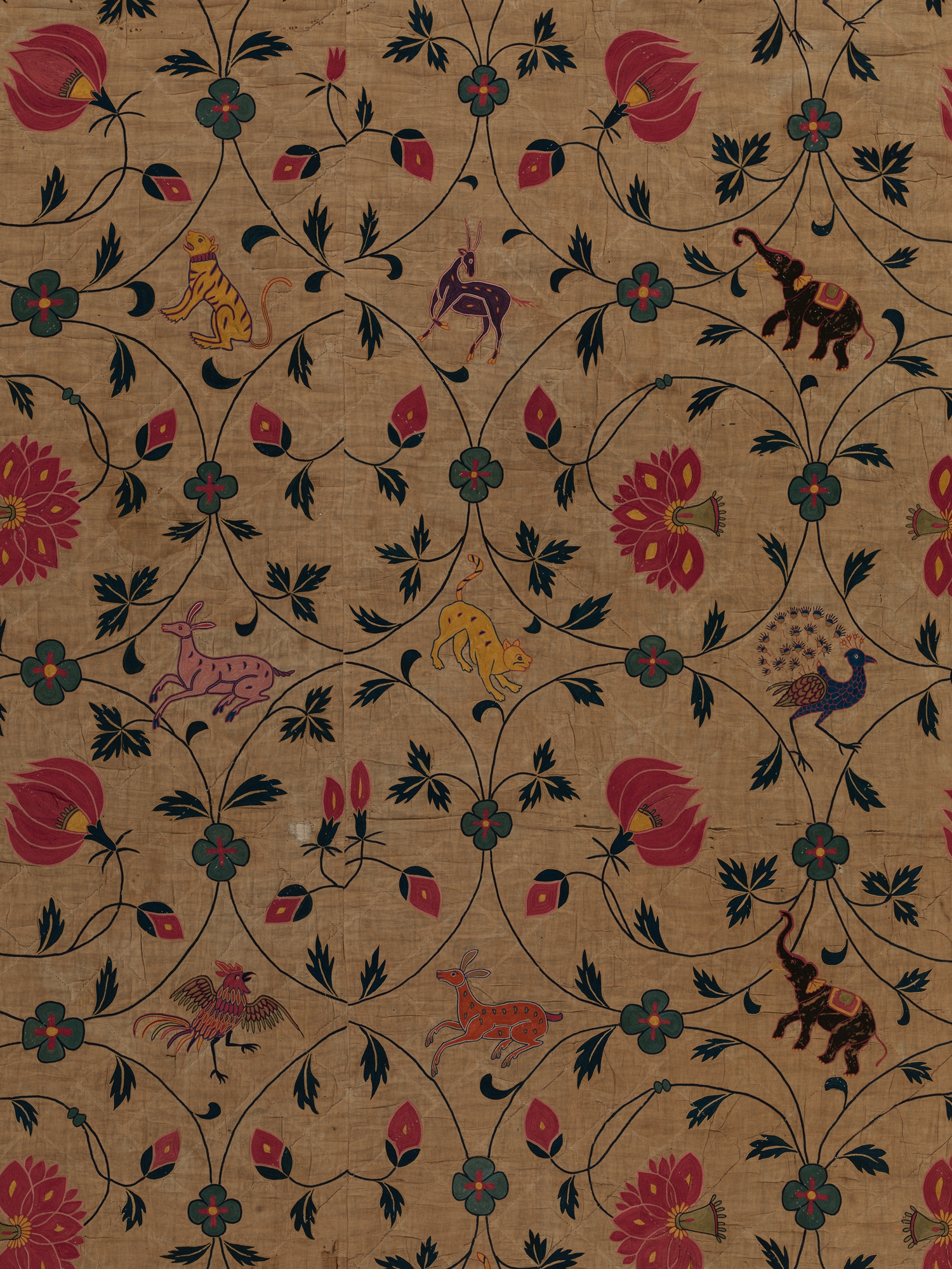 Antique Floral Animal Textile Pattern