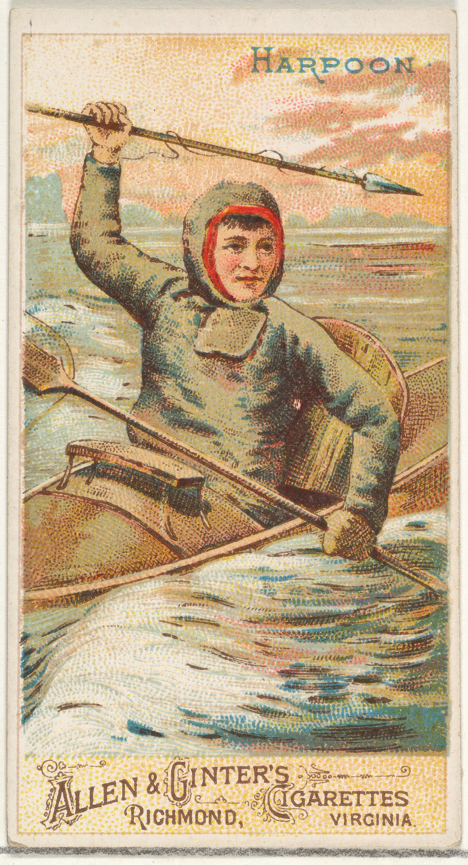Harpooner in Canoe Vintage Cigarette Card