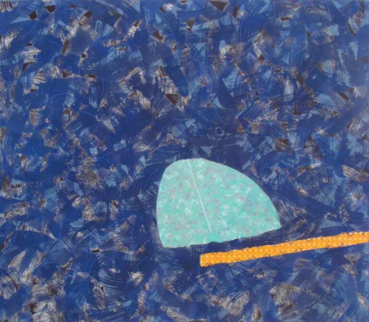 Abstract Blue Geometric Painting