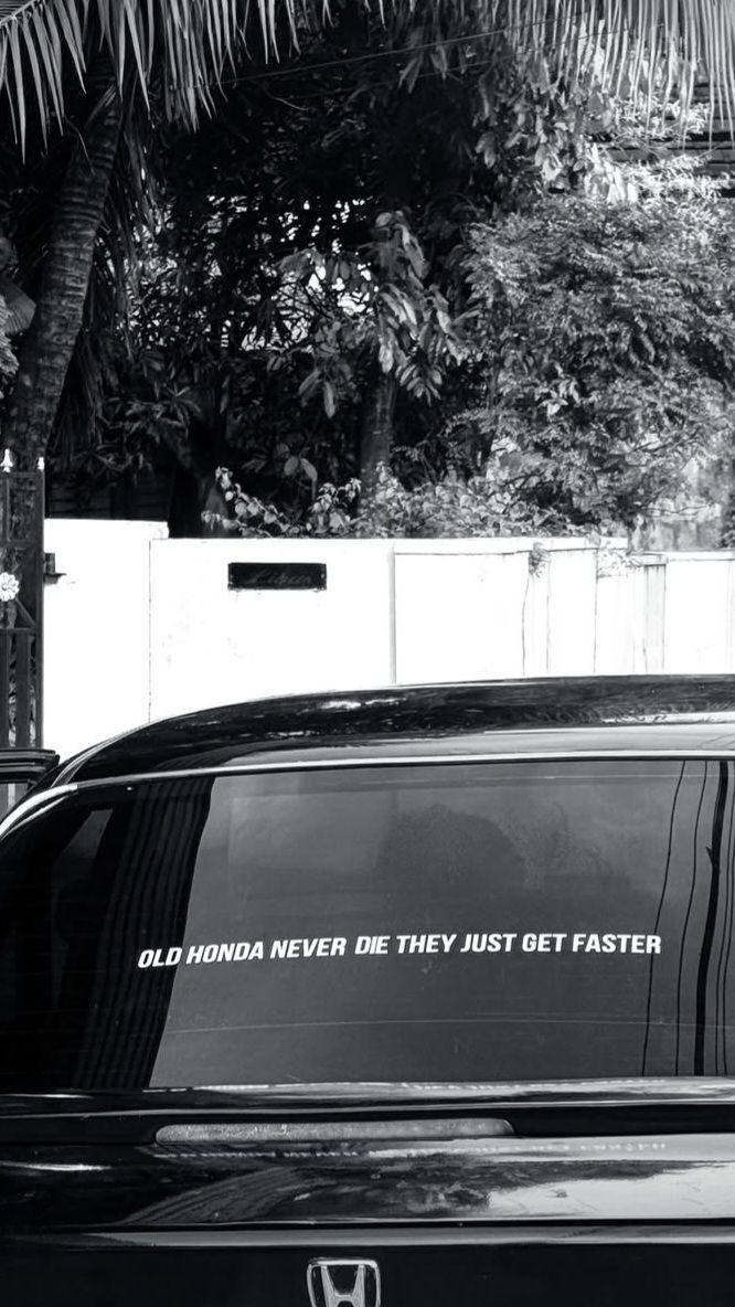 Honda Rear Window With Classic Quote