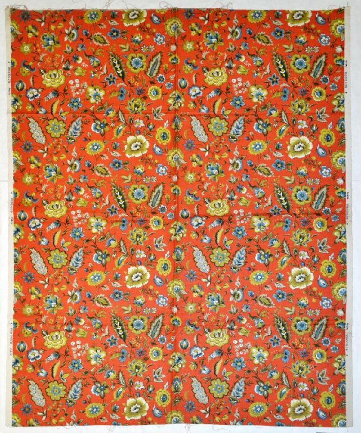 Vibrant Orange Red Floral Fabric