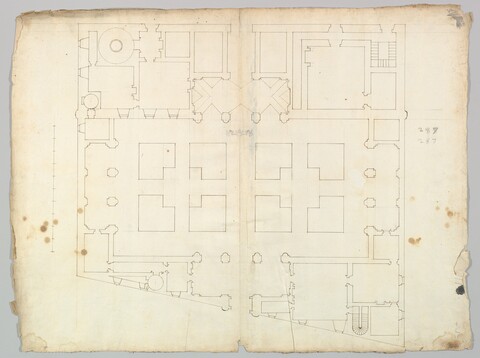 Antique Architectural Floor Plan Drawing