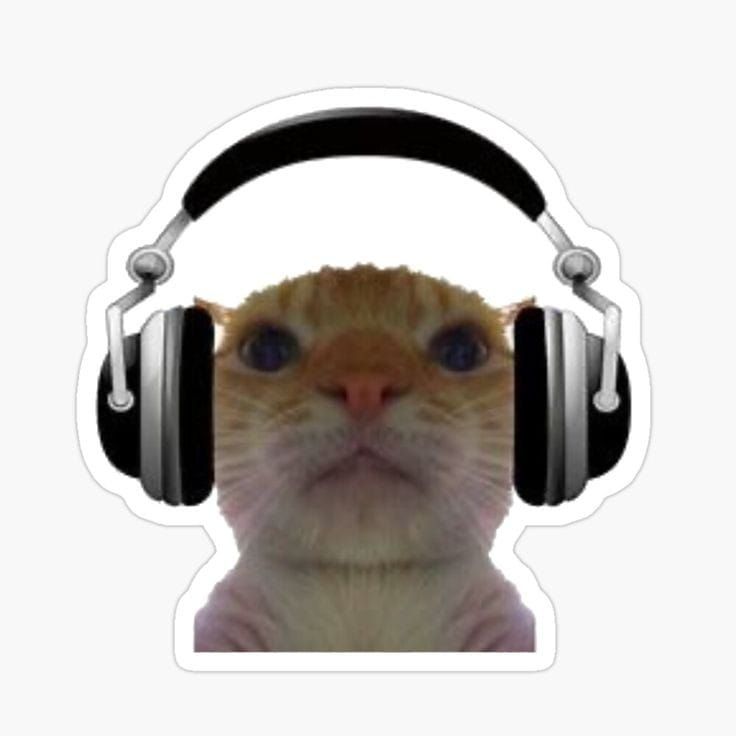Orange Cat Wearing Headphones — Stickers