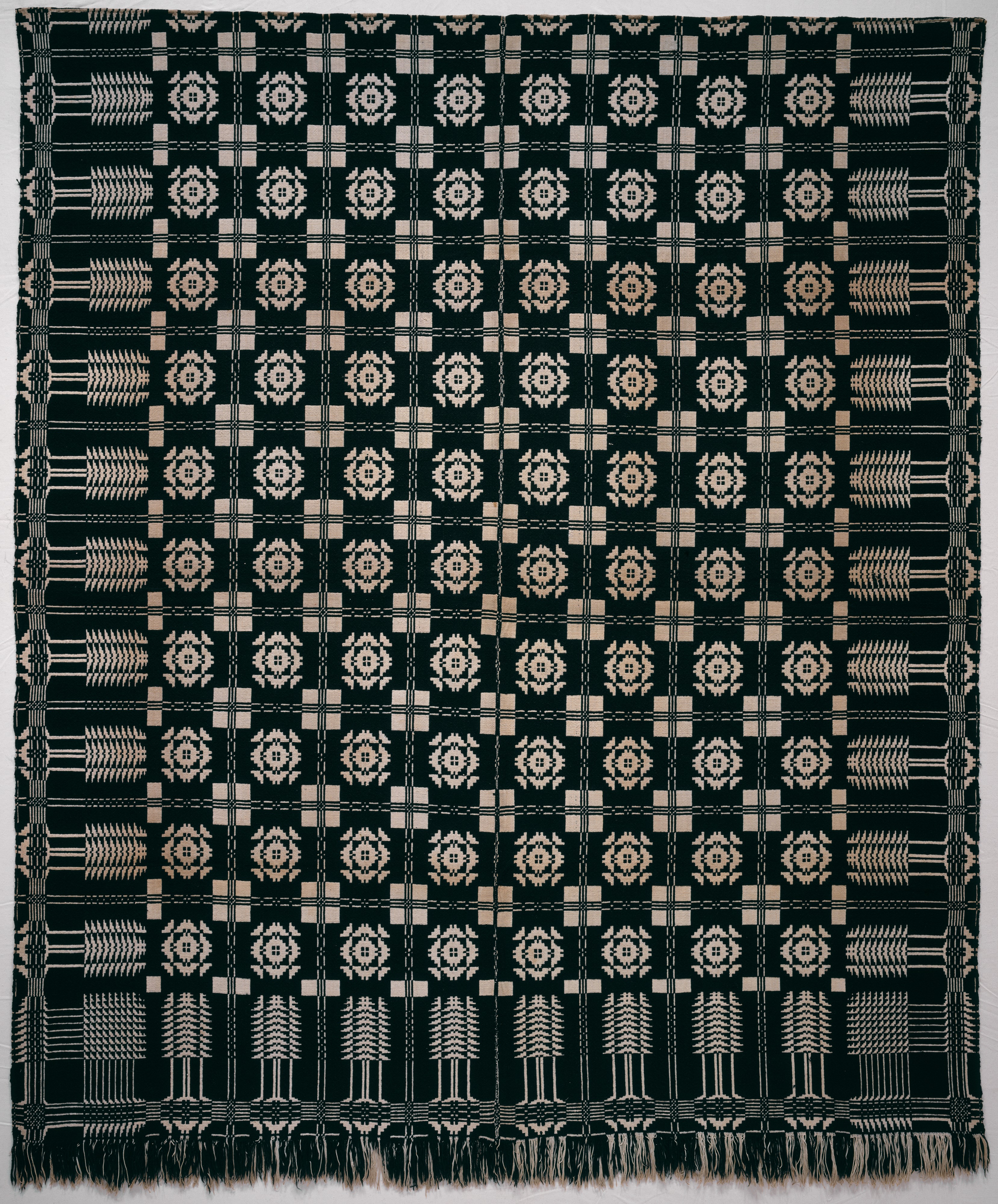 Black and White Geometric Woven Blanket
