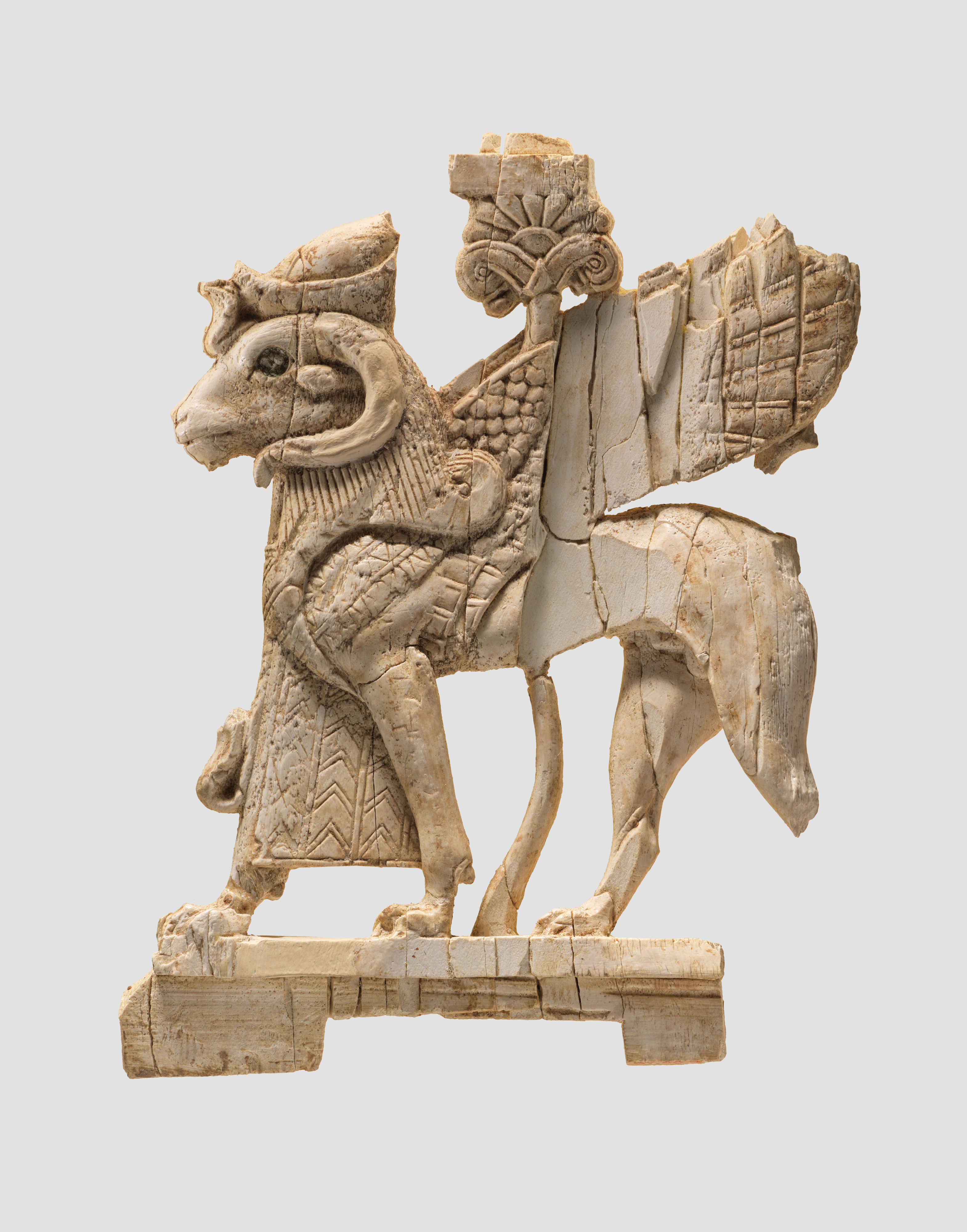 Ancient Ram-headed Carved Relief