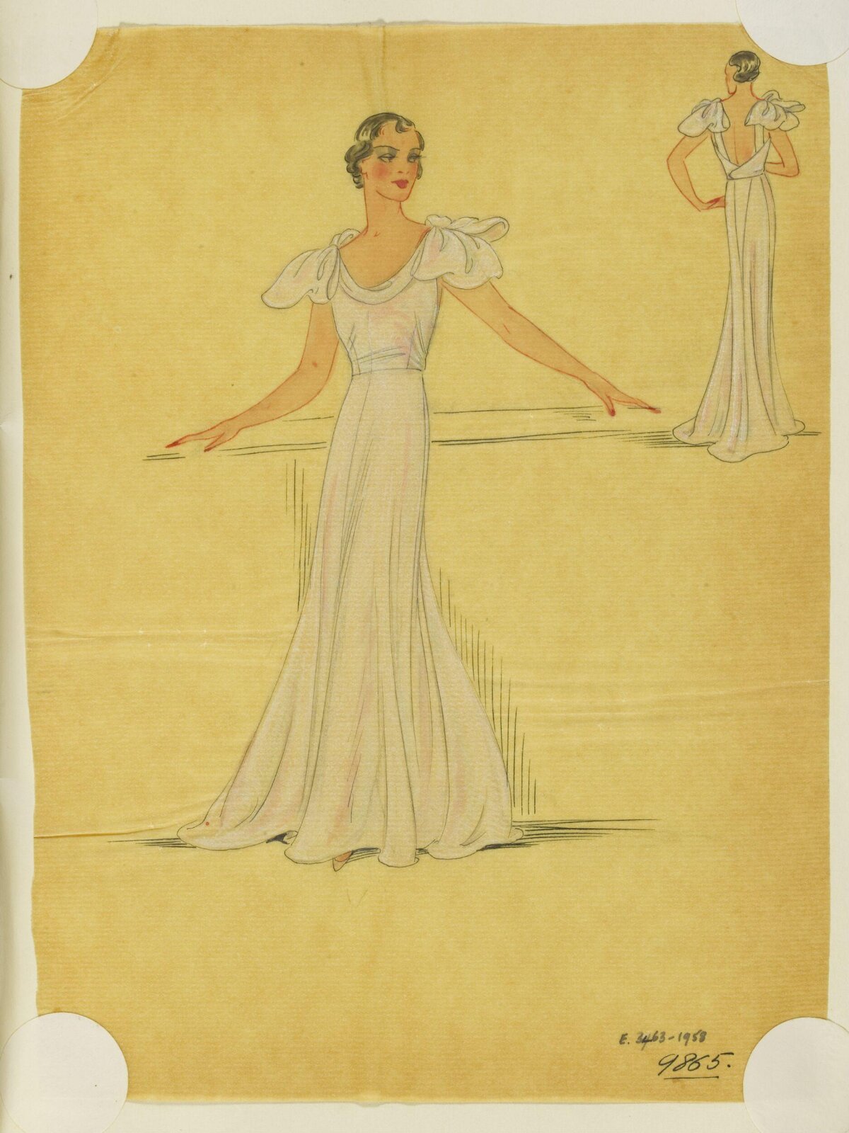 1930s Evening Gown Fashion Sketch