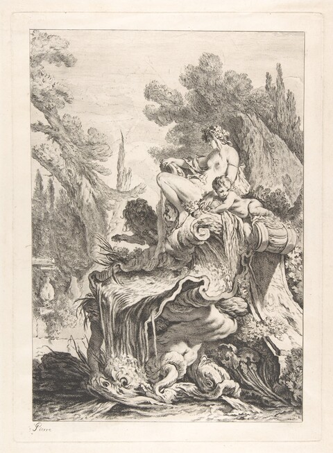 Nymph and Child Fountain Etching