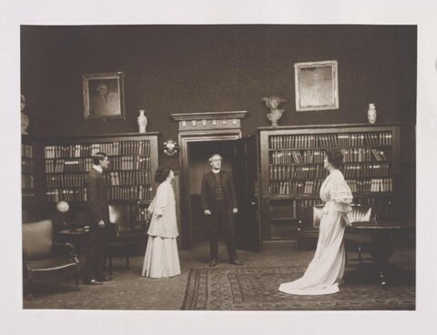 Vintage Stage Play Library Scene