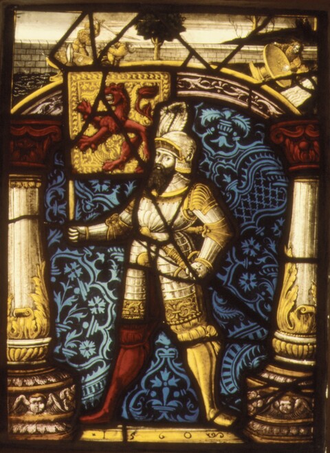 16th Century Armored Knight Stained Glass
